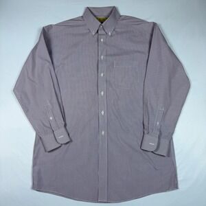 Roundtree & Yorke Dress Shirt Mens 15.5 33 Burgundy Non-Iron Striped
